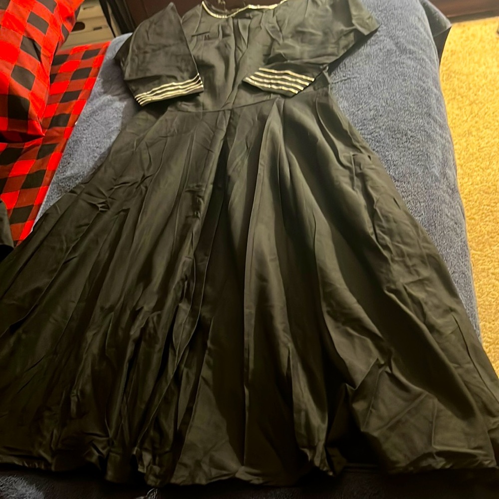 Black cotton Anarkali kurti with pants